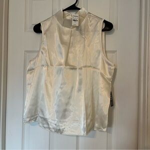Express Sleeveless Satin Button Back Cowl Neck Top Ivory off white Size M NWT